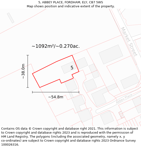 5, ABBEY PLACE, FORDHAM, ELY, CB7 5WS: Plot and title map