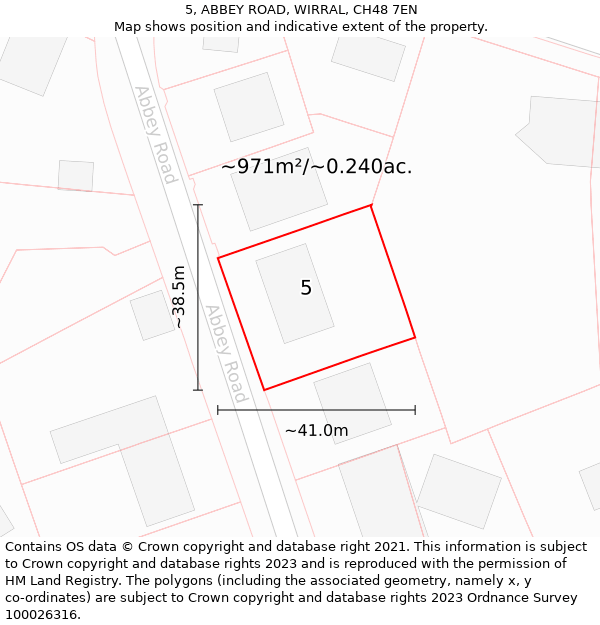 5, ABBEY ROAD, WIRRAL, CH48 7EN: Plot and title map