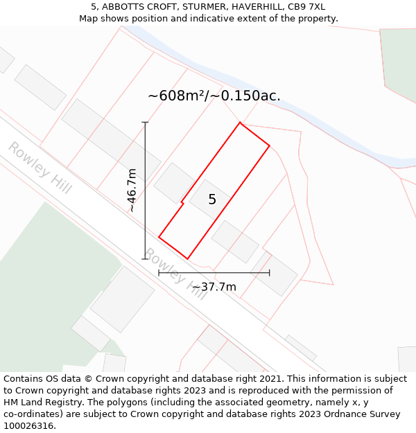 5, ABBOTTS CROFT, STURMER, HAVERHILL, CB9 7XL: Plot and title map