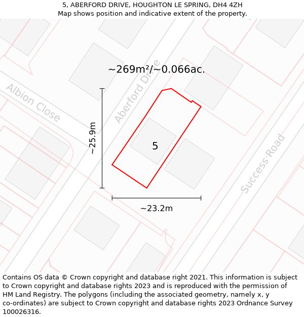 5, ABERFORD DRIVE, HOUGHTON LE SPRING, DH4 4ZH: Plot and title map