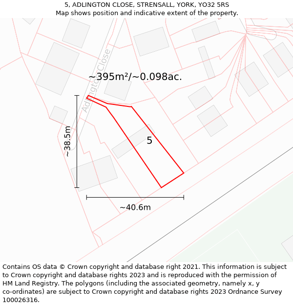 5, ADLINGTON CLOSE, STRENSALL, YORK, YO32 5RS: Plot and title map