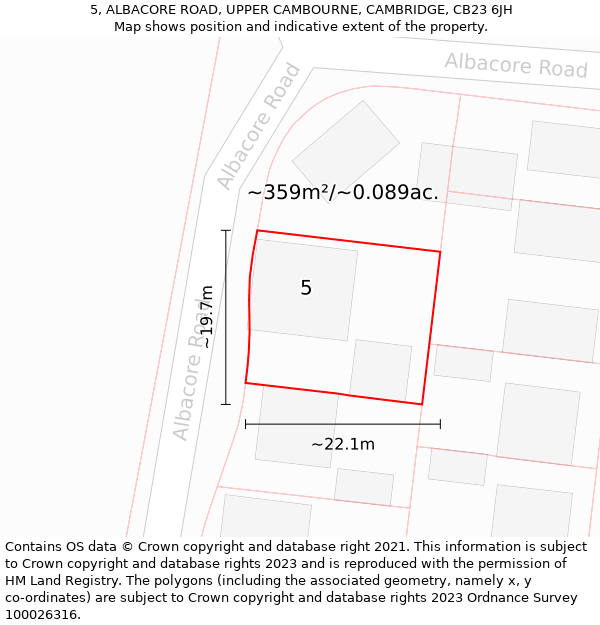 5, ALBACORE ROAD, UPPER CAMBOURNE, CAMBRIDGE, CB23 6JH: Plot and title map