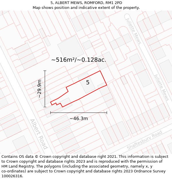 5, ALBERT MEWS, ROMFORD, RM1 2PD: Plot and title map