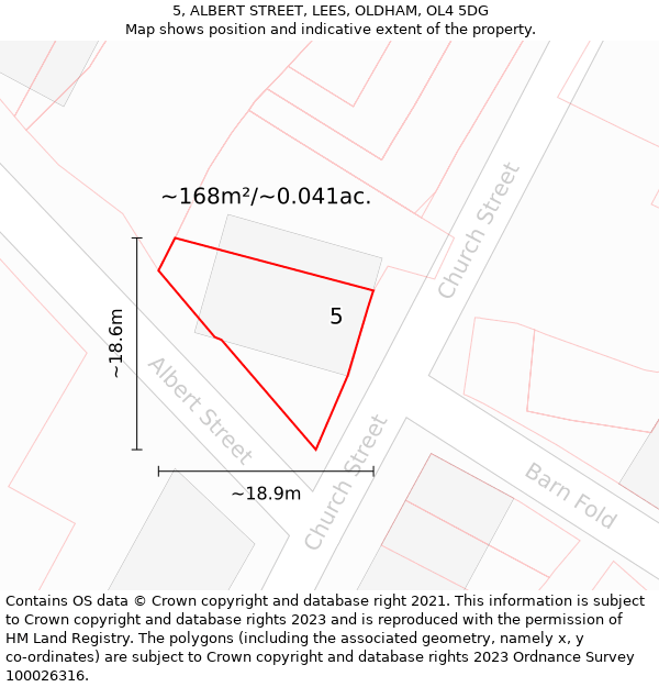 5, ALBERT STREET, LEES, OLDHAM, OL4 5DG: Plot and title map