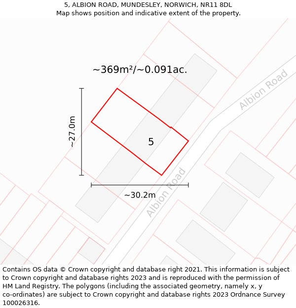 5, ALBION ROAD, MUNDESLEY, NORWICH, NR11 8DL: Plot and title map