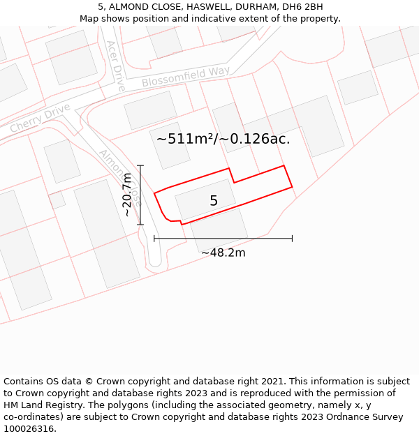 5, ALMOND CLOSE, HASWELL, DURHAM, DH6 2BH: Plot and title map