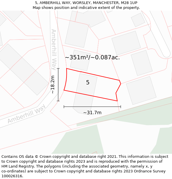 5, AMBERHILL WAY, WORSLEY, MANCHESTER, M28 1UP: Plot and title map