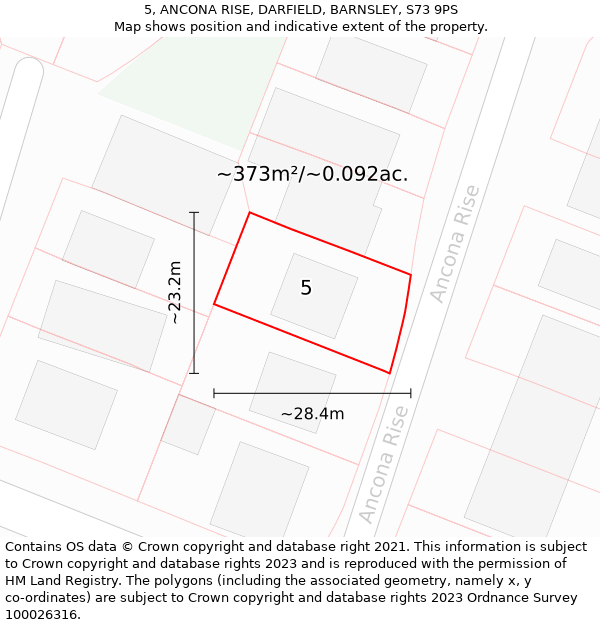 5, ANCONA RISE, DARFIELD, BARNSLEY, S73 9PS: Plot and title map