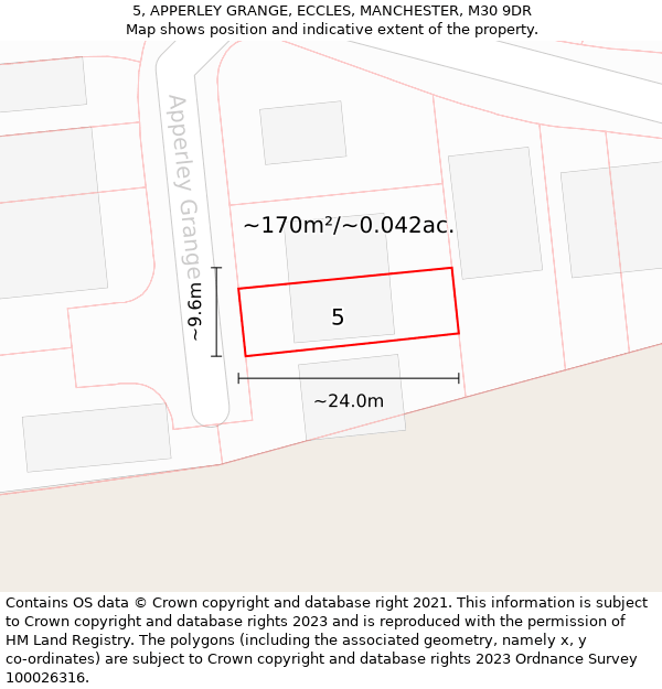 5, APPERLEY GRANGE, ECCLES, MANCHESTER, M30 9DR: Plot and title map