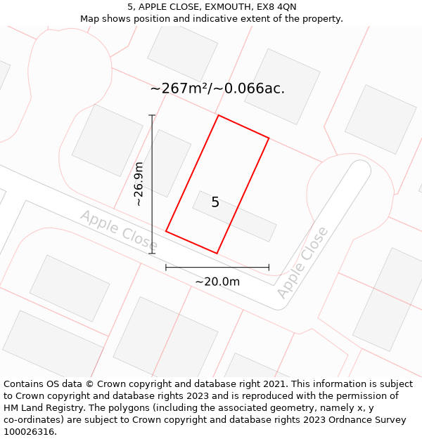 5, APPLE CLOSE, EXMOUTH, EX8 4QN: Plot and title map