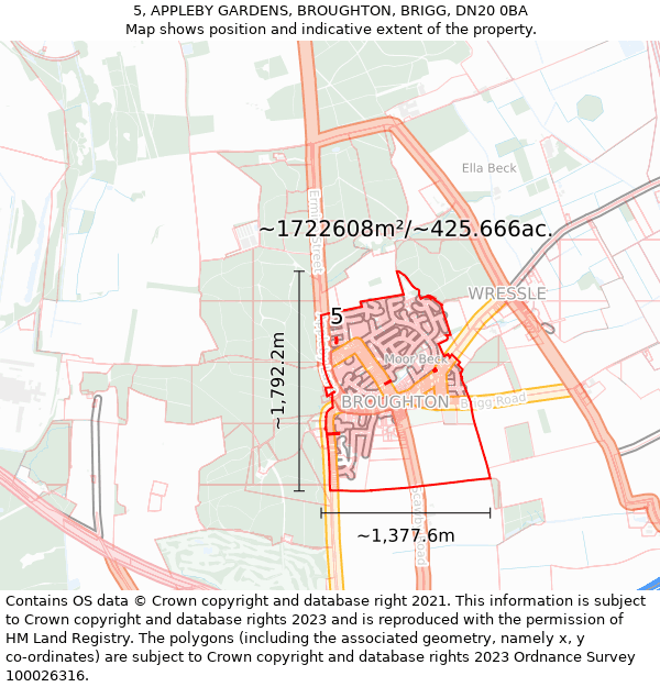 5, APPLEBY GARDENS, BROUGHTON, BRIGG, DN20 0BA: Plot and title map