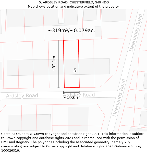 5, ARDSLEY ROAD, CHESTERFIELD, S40 4DG: Plot and title map