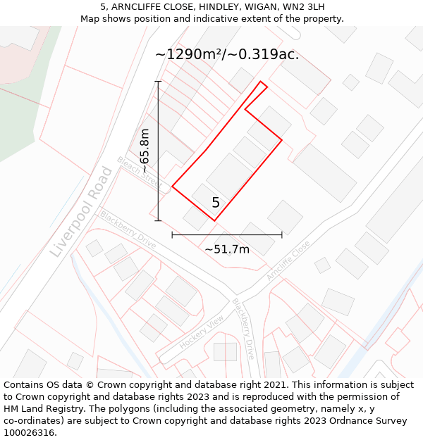 5, ARNCLIFFE CLOSE, HINDLEY, WIGAN, WN2 3LH: Plot and title map