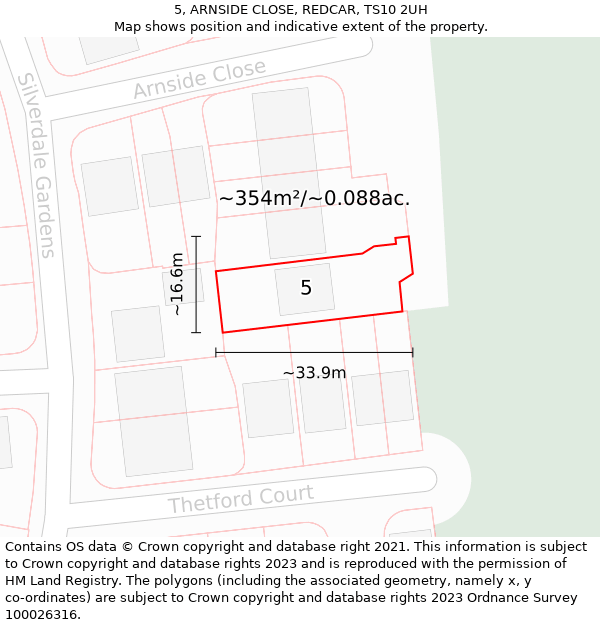 5, ARNSIDE CLOSE, REDCAR, TS10 2UH: Plot and title map