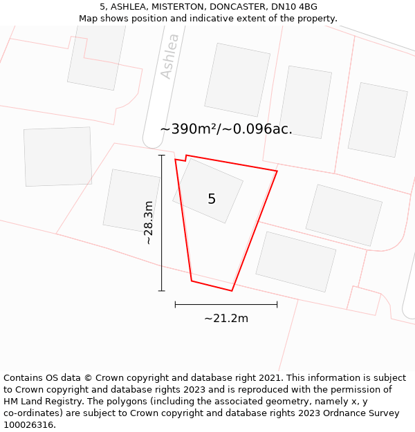 5, ASHLEA, MISTERTON, DONCASTER, DN10 4BG: Plot and title map