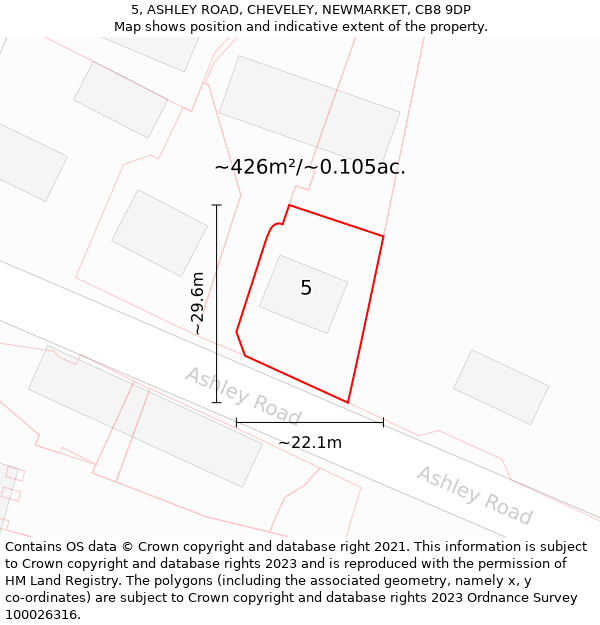 5, ASHLEY ROAD, CHEVELEY, NEWMARKET, CB8 9DP: Plot and title map