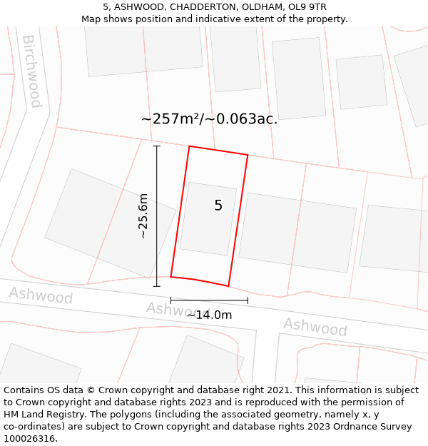 5, ASHWOOD, CHADDERTON, OLDHAM, OL9 9TR: Plot and title map