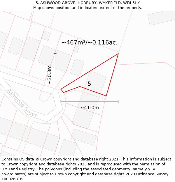 5, ASHWOOD GROVE, HORBURY, WAKEFIELD, WF4 5HY: Plot and title map