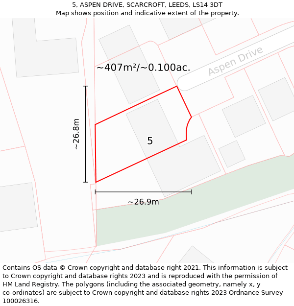 5, ASPEN DRIVE, SCARCROFT, LEEDS, LS14 3DT: Plot and title map