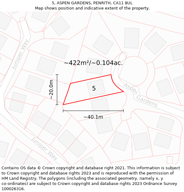 5, ASPEN GARDENS, PENRITH, CA11 8UL: Plot and title map