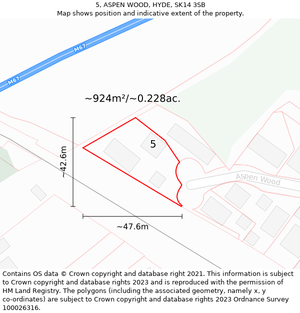 5, ASPEN WOOD, HYDE, SK14 3SB: Plot and title map