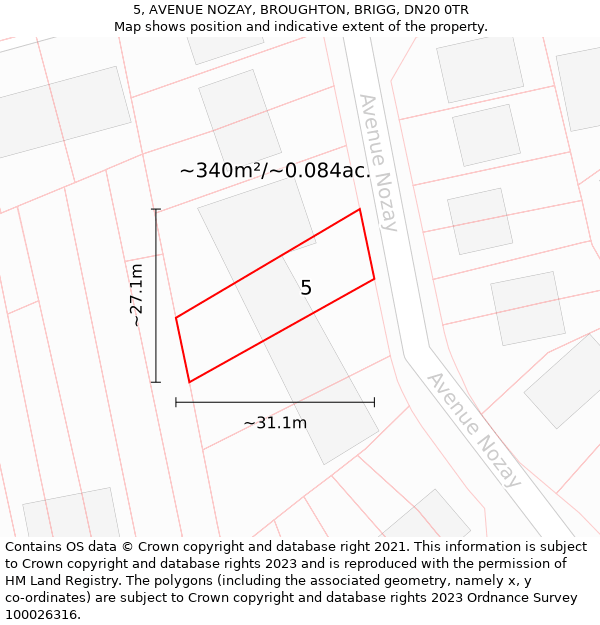 5, AVENUE NOZAY, BROUGHTON, BRIGG, DN20 0TR: Plot and title map