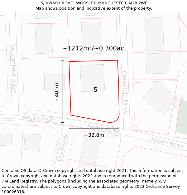 5, AVIARY ROAD, WORSLEY, MANCHESTER, M28 2WF: Plot and title map