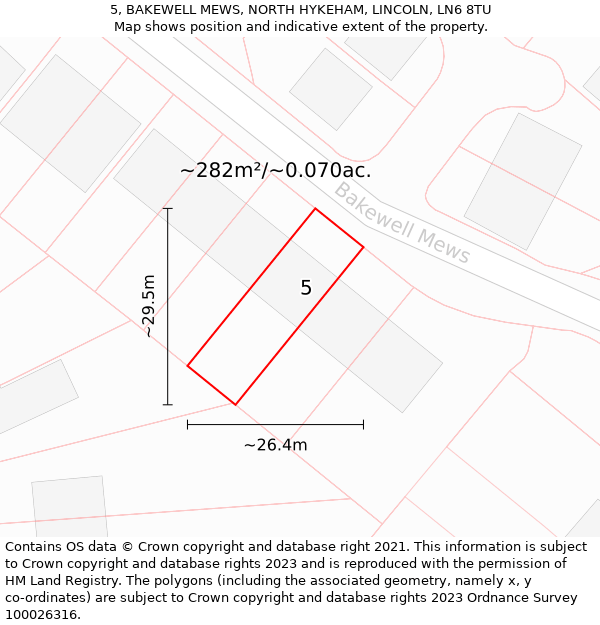 5, BAKEWELL MEWS, NORTH HYKEHAM, LINCOLN, LN6 8TU: Plot and title map