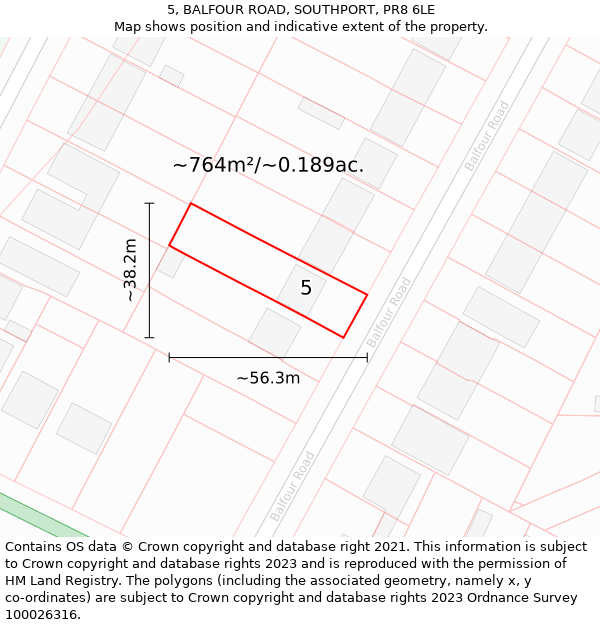 5, BALFOUR ROAD, SOUTHPORT, PR8 6LE: Plot and title map