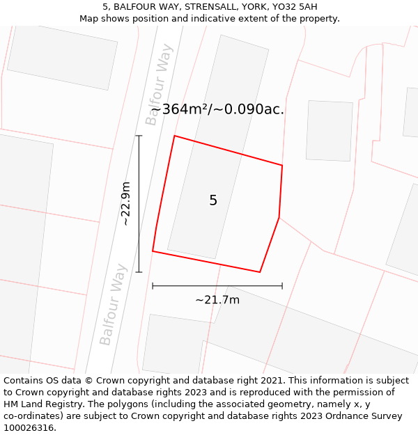 5, BALFOUR WAY, STRENSALL, YORK, YO32 5AH: Plot and title map