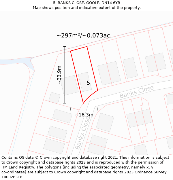 5, BANKS CLOSE, GOOLE, DN14 6YR: Plot and title map