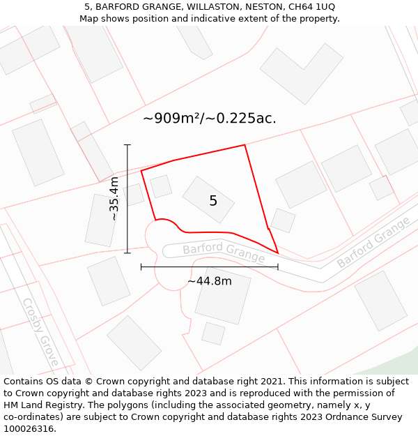 5, BARFORD GRANGE, WILLASTON, NESTON, CH64 1UQ: Plot and title map