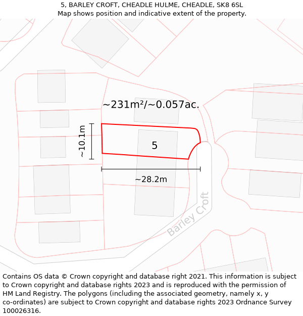 5, BARLEY CROFT, CHEADLE HULME, CHEADLE, SK8 6SL: Plot and title map