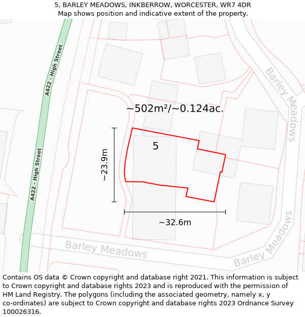 5, BARLEY MEADOWS, INKBERROW, WORCESTER, WR7 4DR: Plot and title map