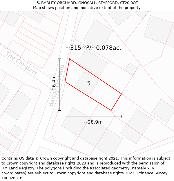 5, BARLEY ORCHARD, GNOSALL, STAFFORD, ST20 0QT: Plot and title map