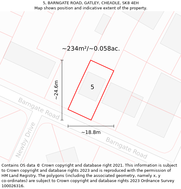 5, BARNGATE ROAD, GATLEY, CHEADLE, SK8 4EH: Plot and title map