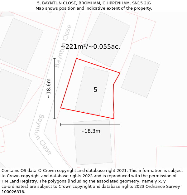 5, BAYNTUN CLOSE, BROMHAM, CHIPPENHAM, SN15 2JG: Plot and title map