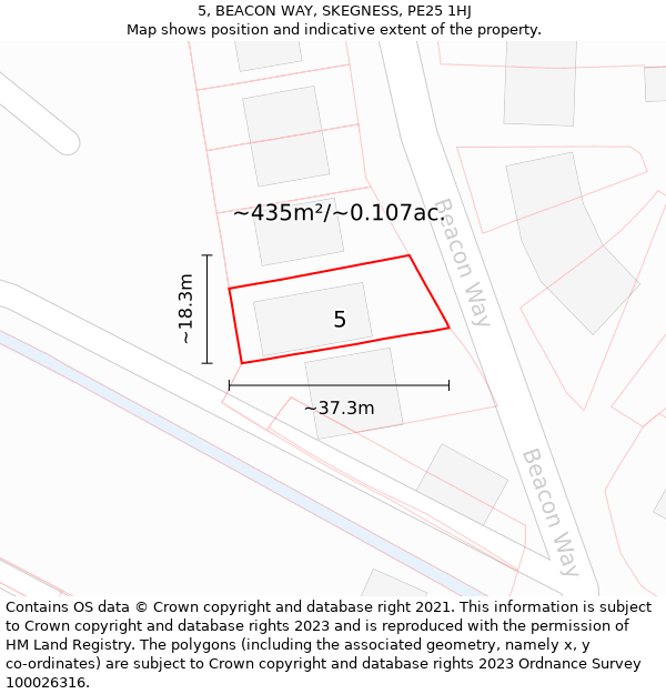 5, BEACON WAY, SKEGNESS, PE25 1HJ: Plot and title map