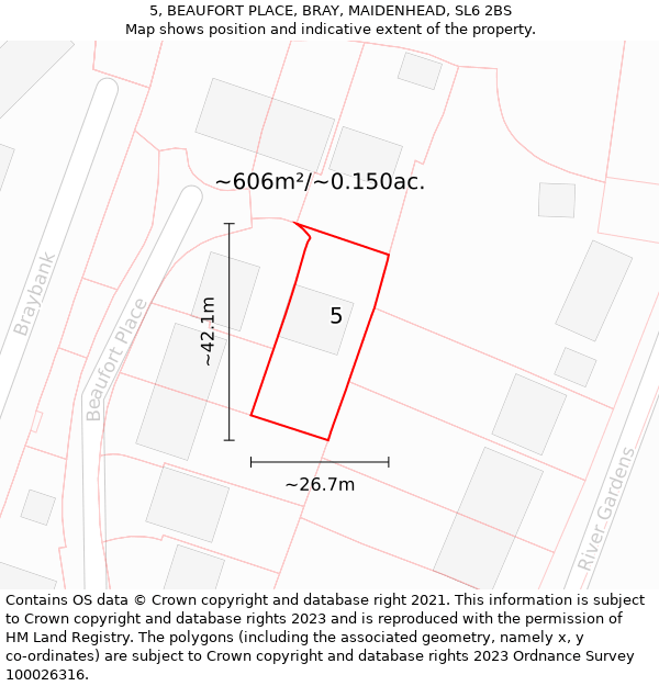 5, BEAUFORT PLACE, BRAY, MAIDENHEAD, SL6 2BS: Plot and title map