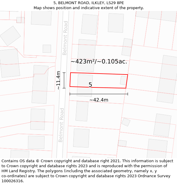 5, BELMONT ROAD, ILKLEY, LS29 8PE: Plot and title map