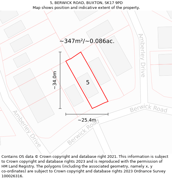5, BERWICK ROAD, BUXTON, SK17 9PD: Plot and title map
