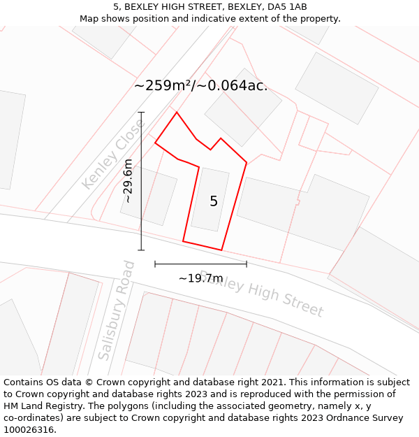 5, BEXLEY HIGH STREET, BEXLEY, DA5 1AB: Plot and title map
