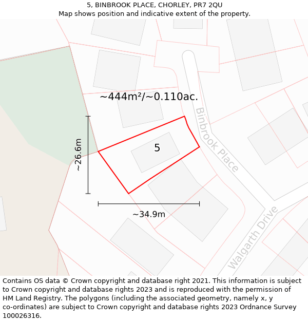 5, BINBROOK PLACE, CHORLEY, PR7 2QU: Plot and title map