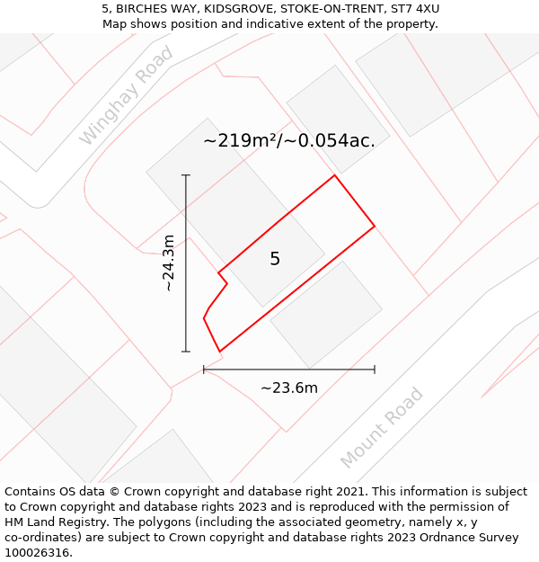 5, BIRCHES WAY, KIDSGROVE, STOKE-ON-TRENT, ST7 4XU: Plot and title map