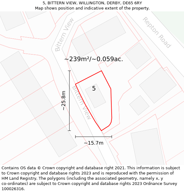 5, BITTERN VIEW, WILLINGTON, DERBY, DE65 6RY: Plot and title map