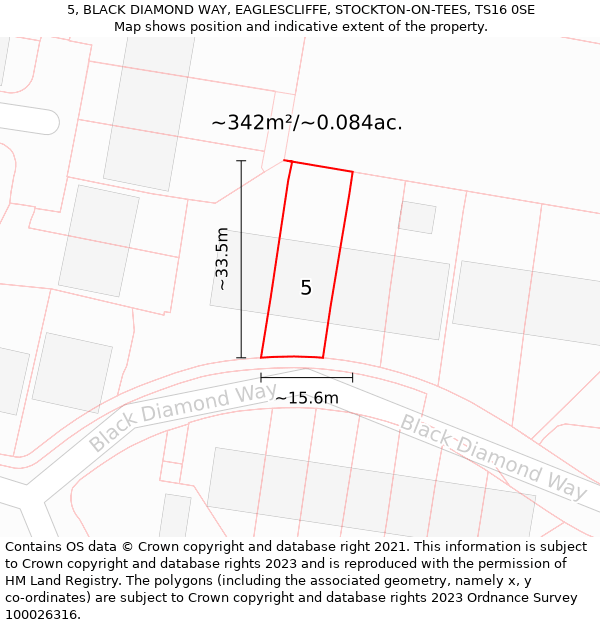 5, BLACK DIAMOND WAY, EAGLESCLIFFE, STOCKTON-ON-TEES, TS16 0SE: Plot and title map