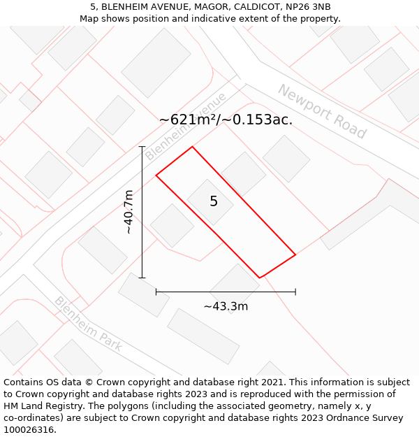 5, BLENHEIM AVENUE, MAGOR, CALDICOT, NP26 3NB: Plot and title map