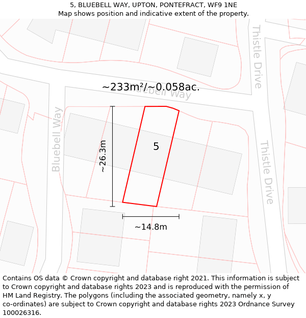 5, BLUEBELL WAY, UPTON, PONTEFRACT, WF9 1NE: Plot and title map