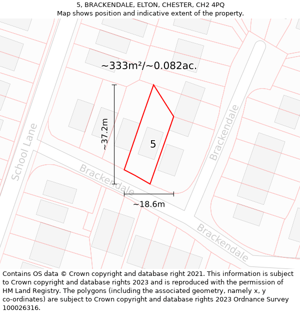 5, BRACKENDALE, ELTON, CHESTER, CH2 4PQ: Plot and title map