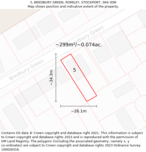 5, BREDBURY GREEN, ROMILEY, STOCKPORT, SK6 3DN: Plot and title map